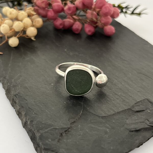 LorriSilverJewellery, green sea glass ring