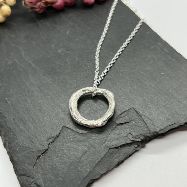 LorriSilver Jewellery, molten circle necklace