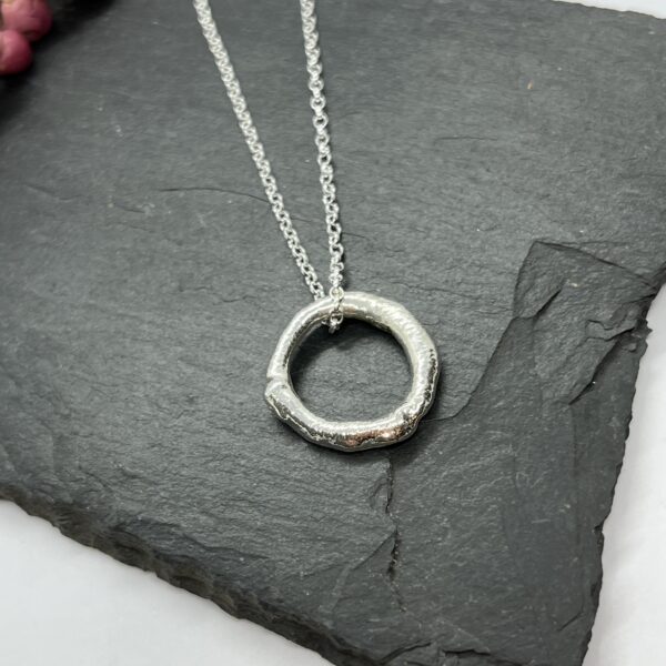 LorriSilver Jewellery, molten circle necklace