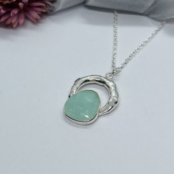 LorriSilver Jewellery, amazonite molten circle necklace