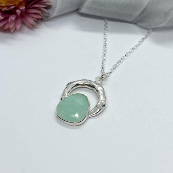 LorriSilver Jewellery, amazonite molten circle necklace