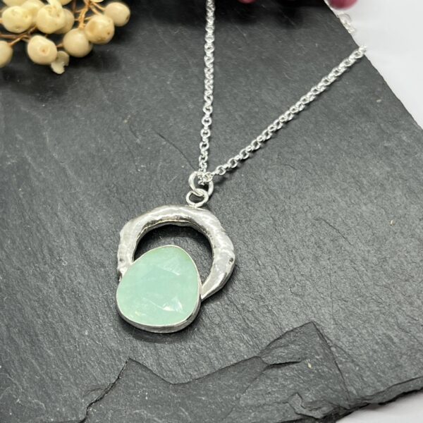 LorriSilver Jewellery, amazonite molten circle necklace