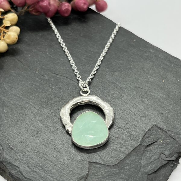 LorriSilver Jewellery, amazonite molten circle necklace