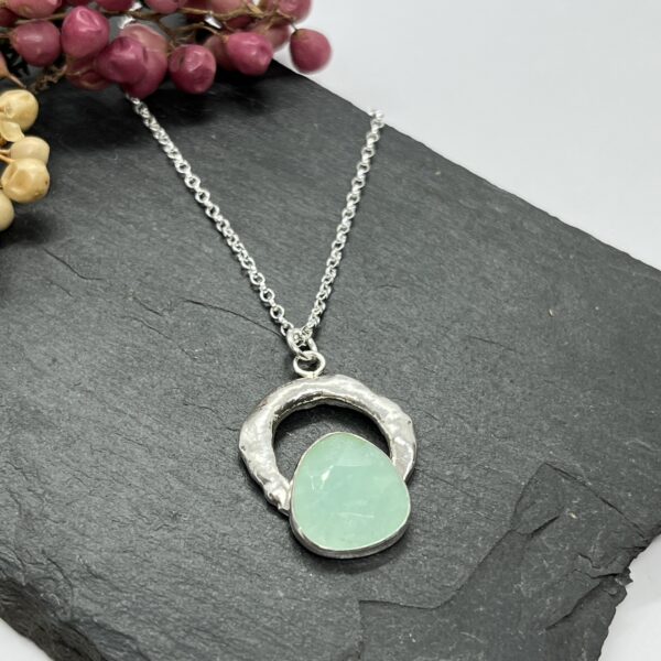 LorriSilver Jewellery, amazonite molten circle necklace