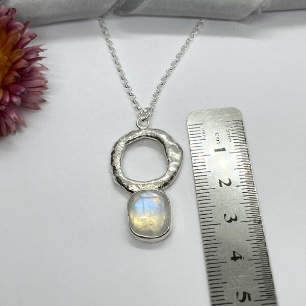 LorriSilver Jewellery, moonstone molten circle necklace