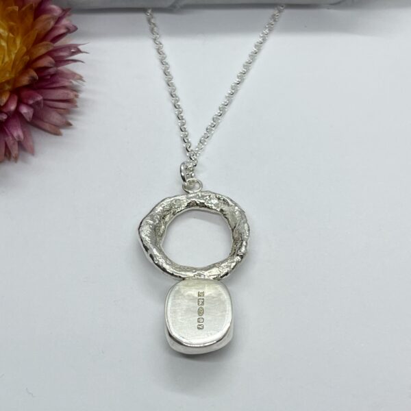 LorriSilver Jewellery, moonstone molten circle necklace