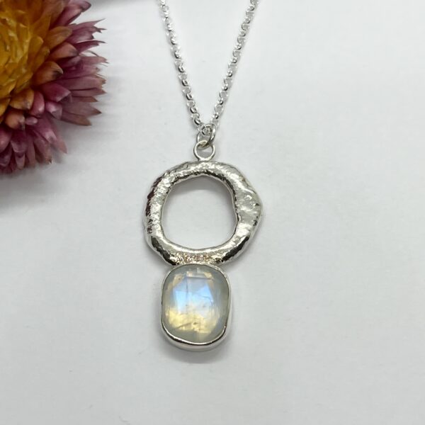 LorriSilver Jewellery, moonstone molten circle necklace