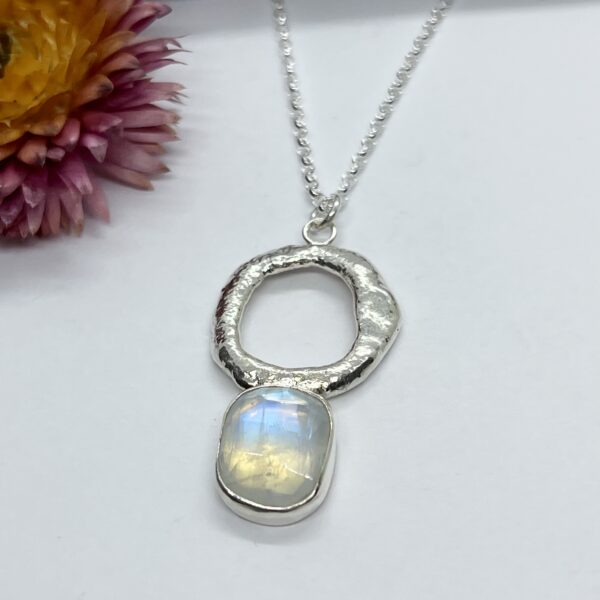 LorriSilver Jewellery, moonstone molten circle necklace