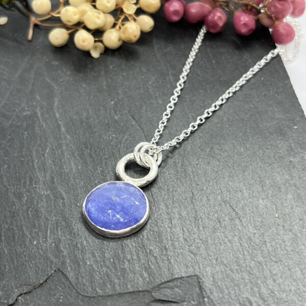 LorriSilver Jewellery, tanzanite molten circle necklace