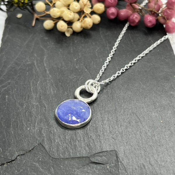 LorriSilver Jewellery, tanzanite molten circle necklace