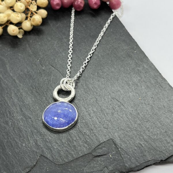 LorriSilver Jewellery, tanzanite molten circle necklace