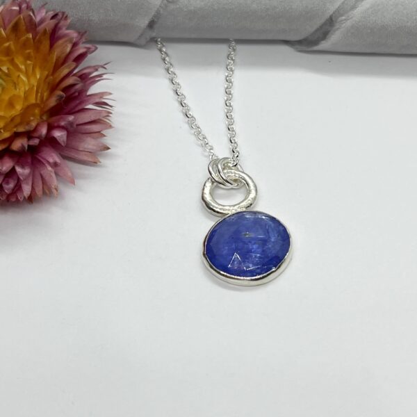 LorriSilver Jewellery, tanzanite molten circle necklace