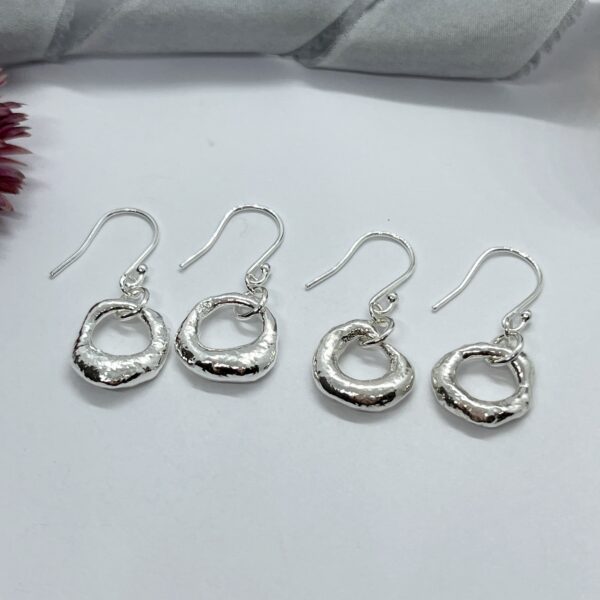 Molten circle drop earrings, LorriSilverJewellery