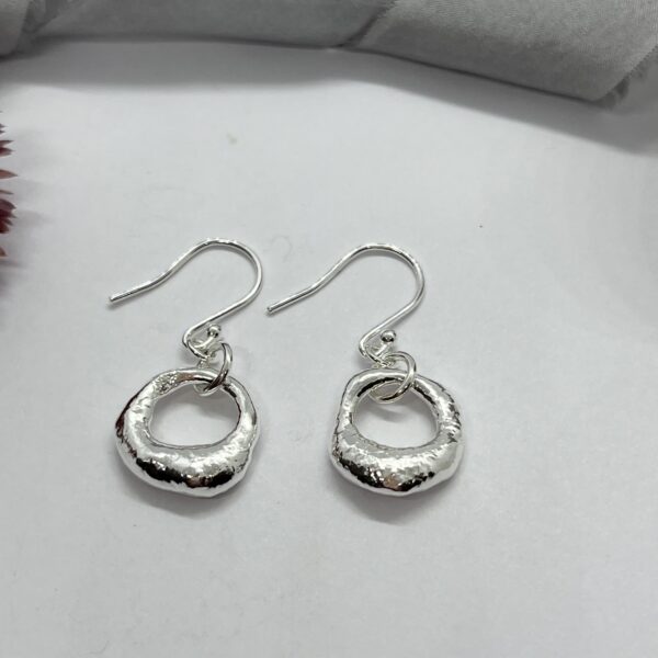 Molten circle drop earrings, LorriSilverJewellery