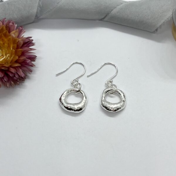 Molten circle drop earrings, LorriSilverJewellery