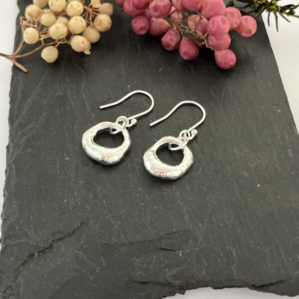 Molten circle drop earrings, LorriSilverJewellery