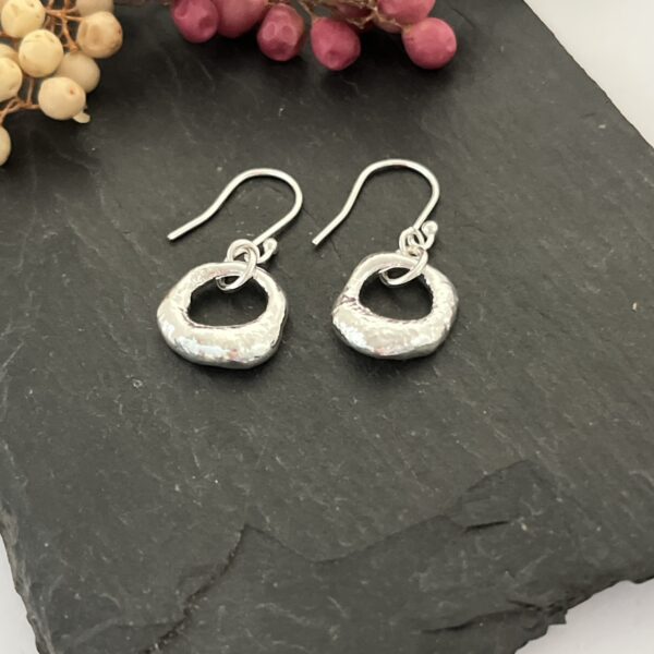 Molten circle drop earrings, LorriSilverJewellery