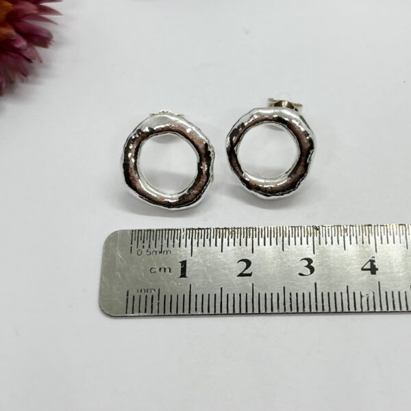 Molten circle stud earrings, LorriSilverJewellery