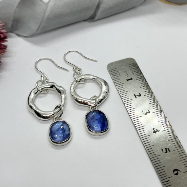 Tanzanite molten circle earrings, LorriSilverJewellery