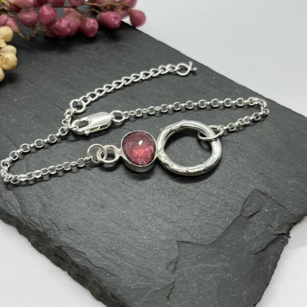 Tourmaline molten circle bracelet, LorriSilverJewellery