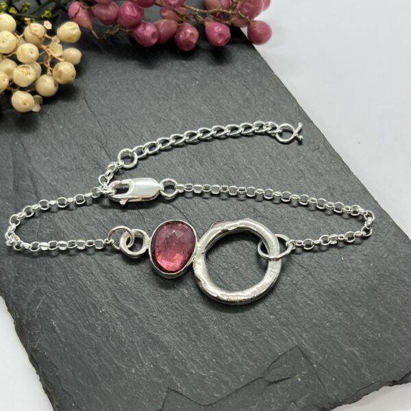 Tourmaline molten circle bracelet, LorriSilverJewellery