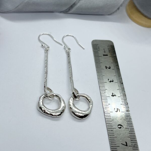 Molten circle long drop earrings, LorriSilverJewellery