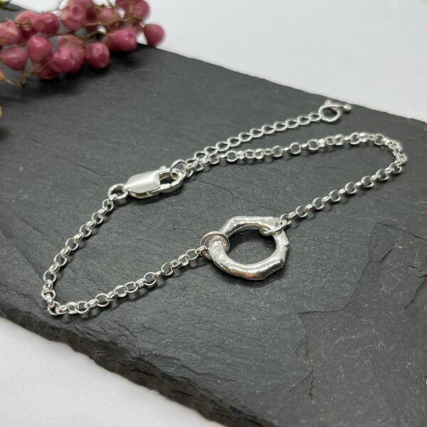 Sterling silver molten circle bracelet, LorriSilverJewellery