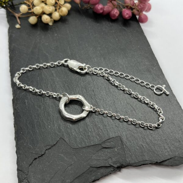 Sterling silver molten circle bracelet, LorriSilverJewellery