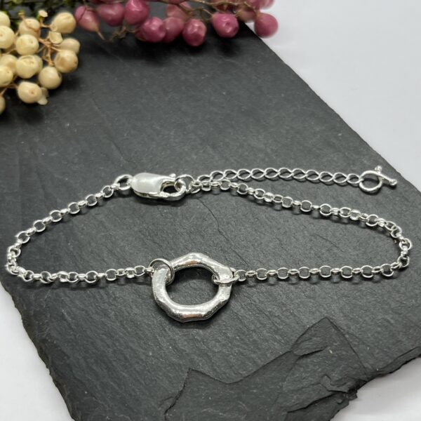 Sterling silver molten circle bracelet, LorriSilverJewellery