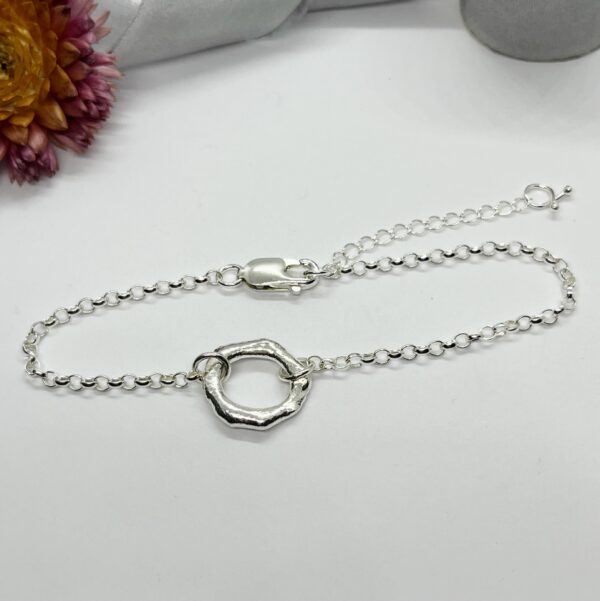 Sterling silver molten circle bracelet, LorriSilverJewellery