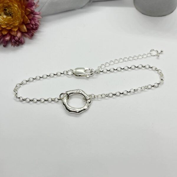 Sterling silver molten circle bracelet, LorriSilverJewellery