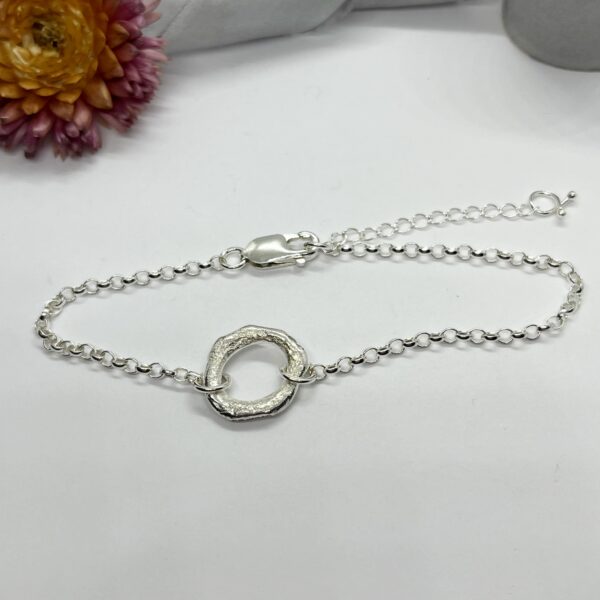 Sterling silver molten circle bracelet, LorriSilverJewellery