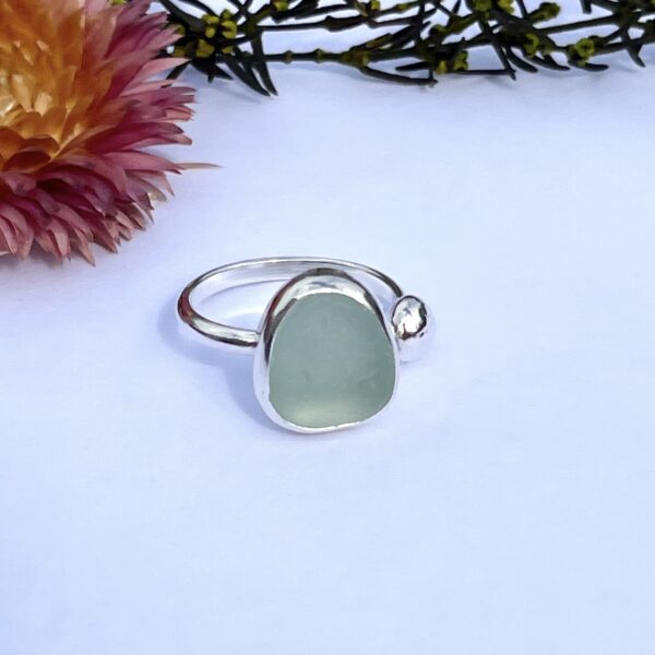 LorriSilverJewellery, aqua sea glass ring on white background