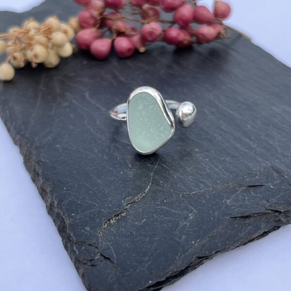 lorrisilverjewellery, aqua sea glass ring