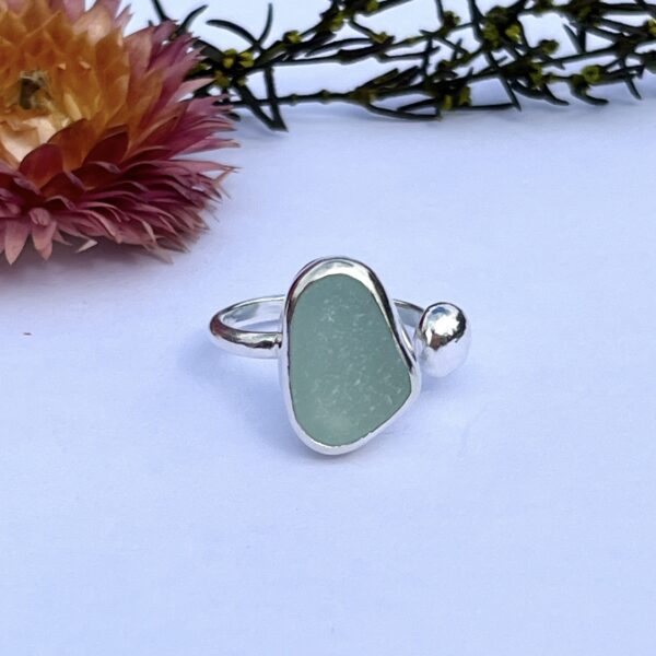 lorrisilverjewellery, aqua sea glass ring