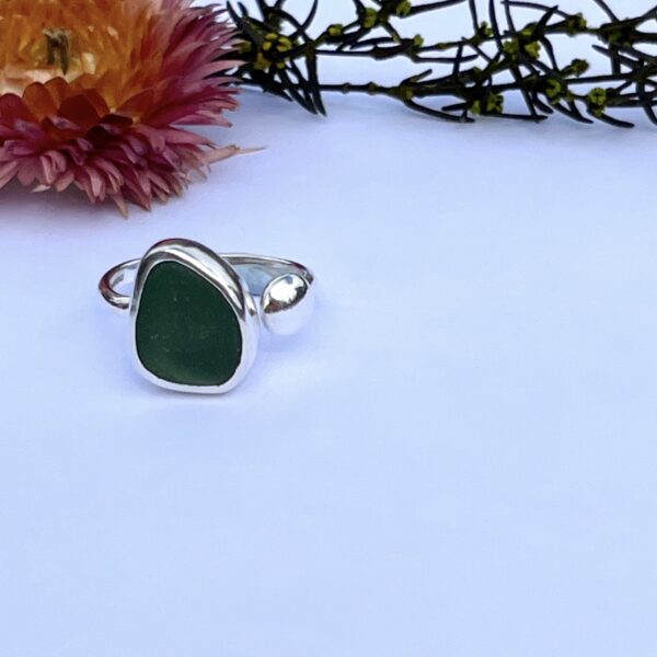 LorriSilverJewellery, green sea glass ring