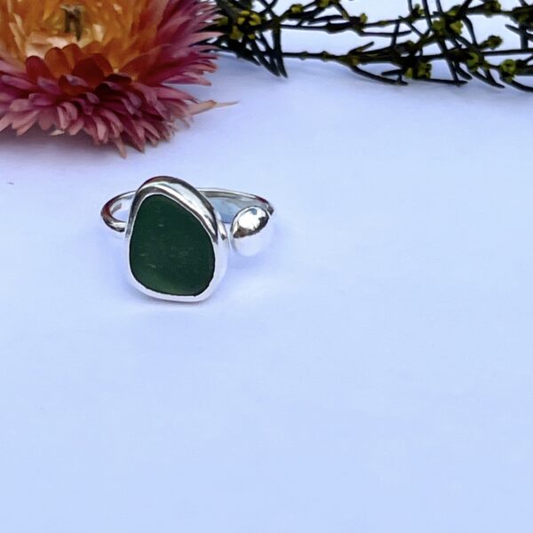 LorriSilverJewellery, green sea glass ring