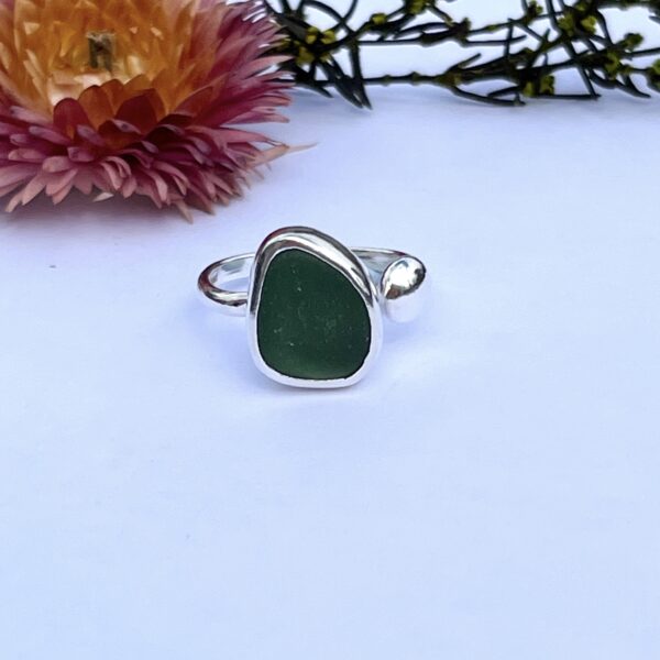 LorriSilverJewellery, green sea glass ring