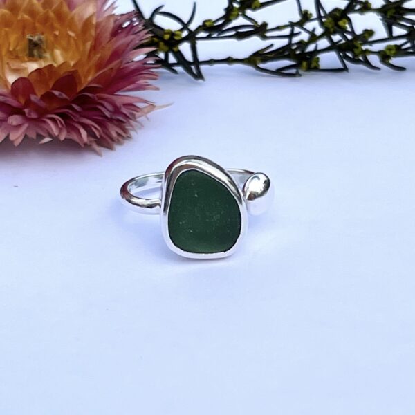 LorriSilverJewellery, green sea glass ring