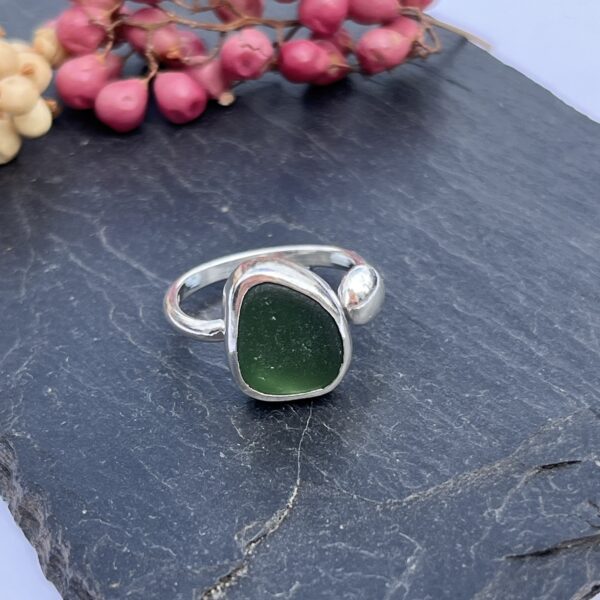 LorriSilverJewellery, green sea glass ring