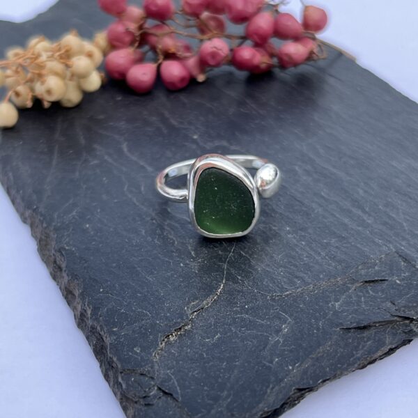 LorriSilverJewellery, green sea glass ring