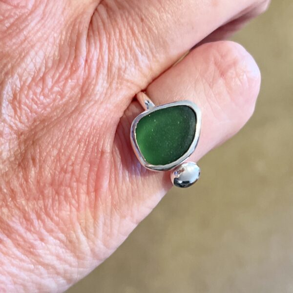 LorriSilverJewellery, green sea glass ring