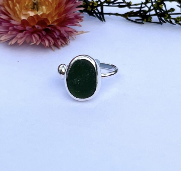 LorriSilverJewellery, green sea glass ring