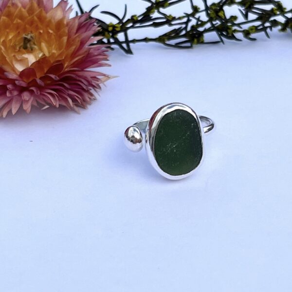 LorriSilverJewellery, green sea glass ring