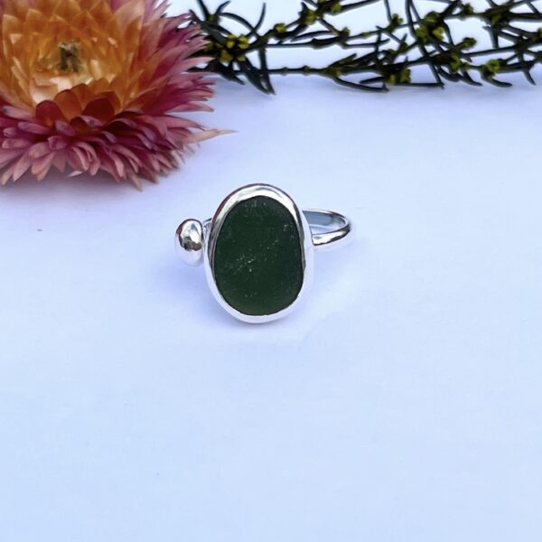 LorriSilverJewellery, green sea glass ring