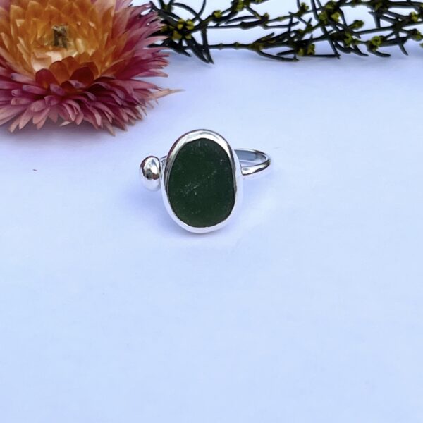 LorriSilverJewellery, green sea glass ring