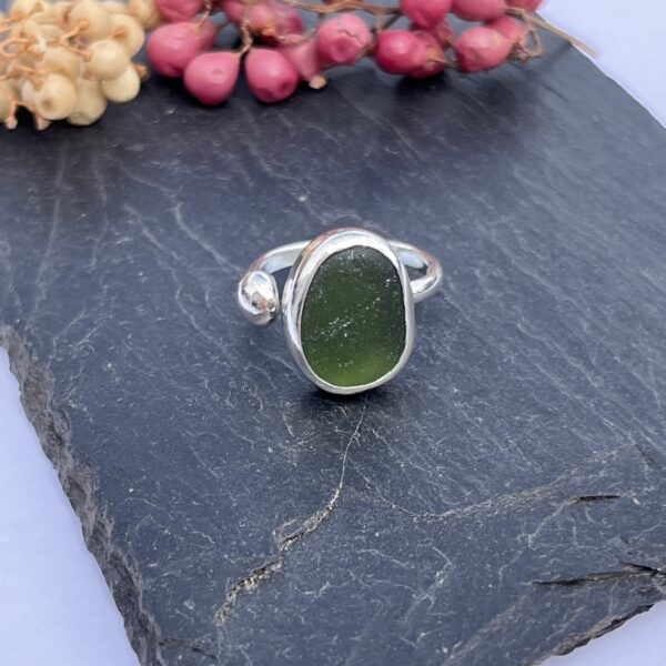 LorriSilverJewellery, green sea glass ring