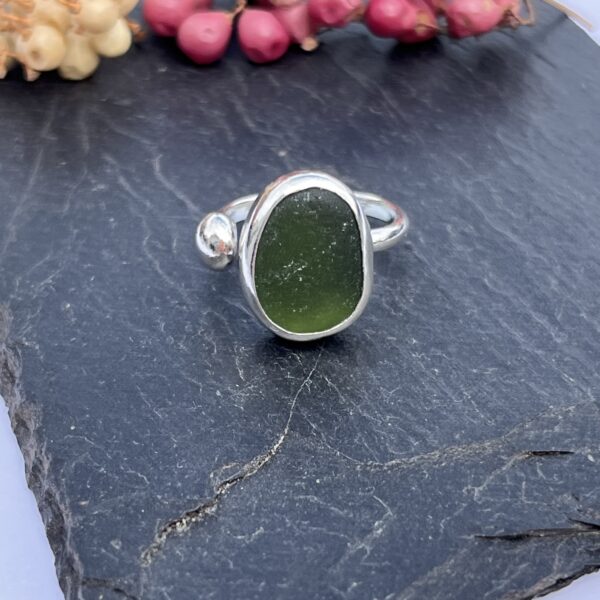 LorriSilverJewellery, green sea glass ring