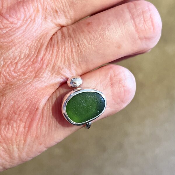 LorriSilverJewellery, green sea glass ring