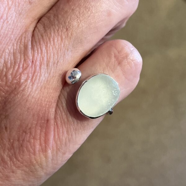 lorrisilverjewellery, white sea glass ring